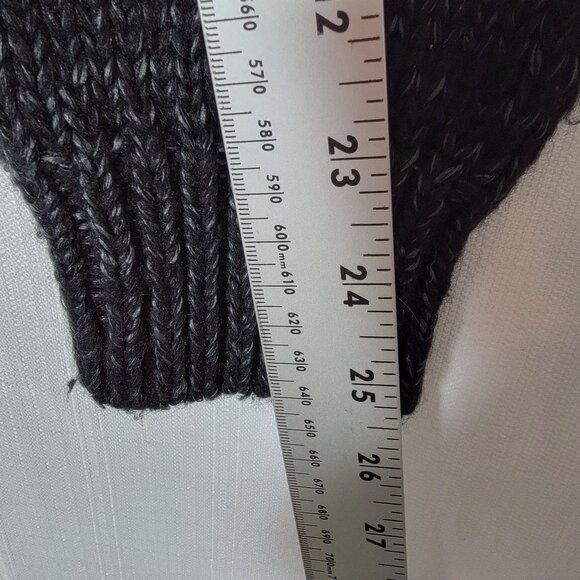 VTG Forever 21 Womens Sweater Cable Knit Asymmetric Zipper Size L Gray Black - Picture 10 of 15